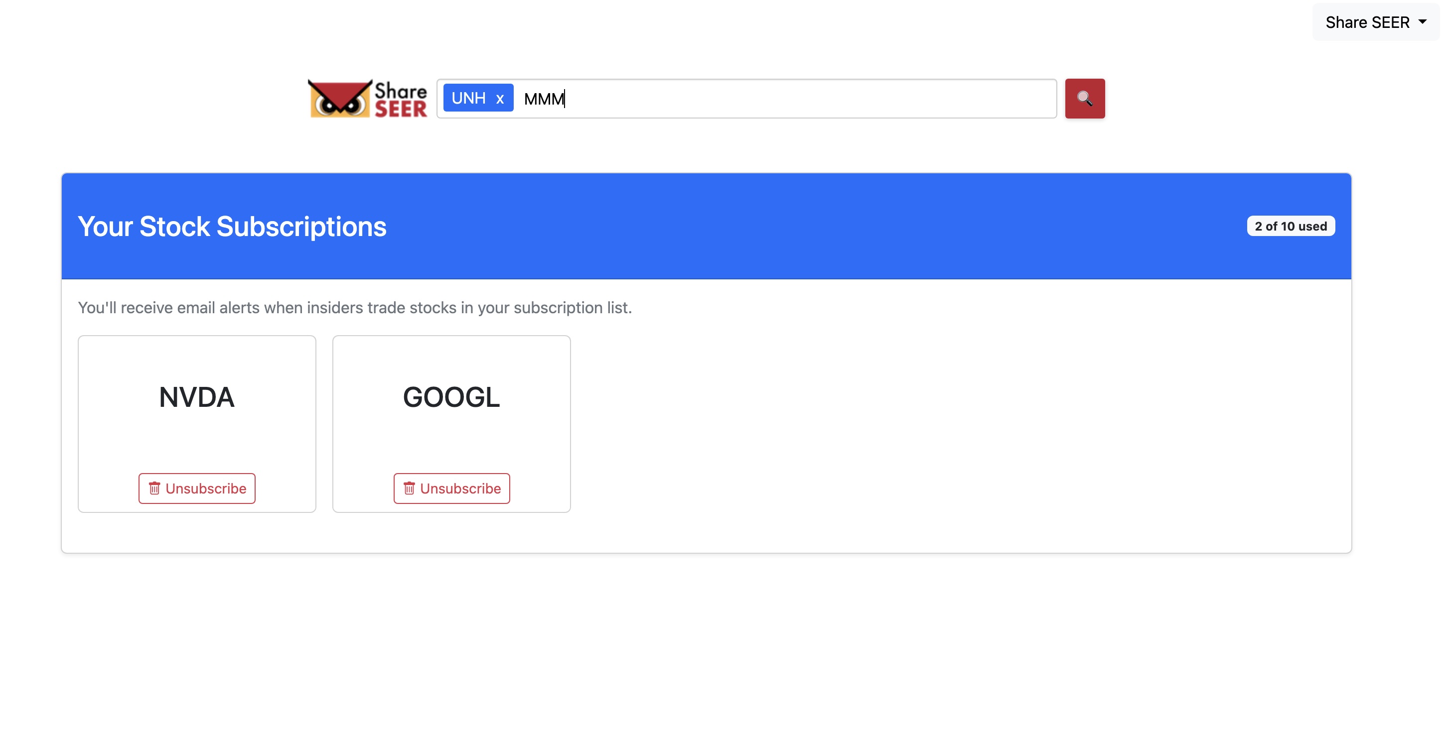 Stocks Alerts Subscription